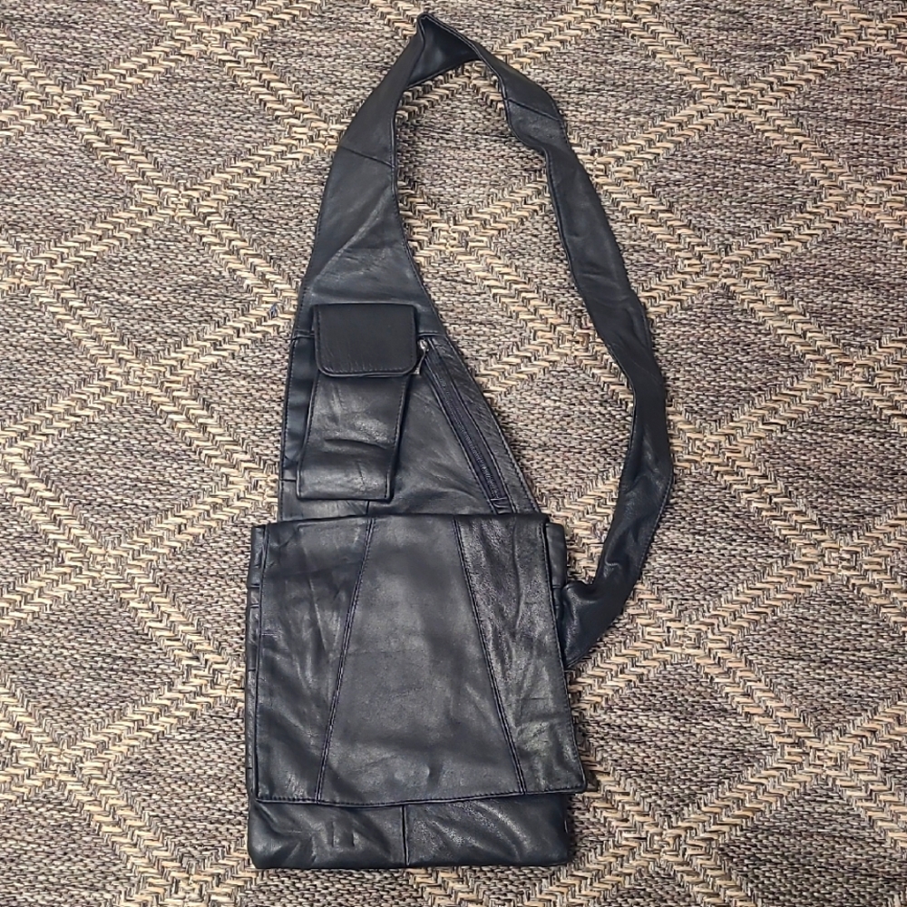Black Leather Crossbody Bag